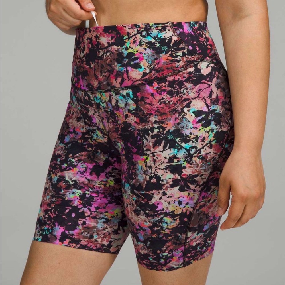High-Waist Multicolor Floral Active Bike Shorts